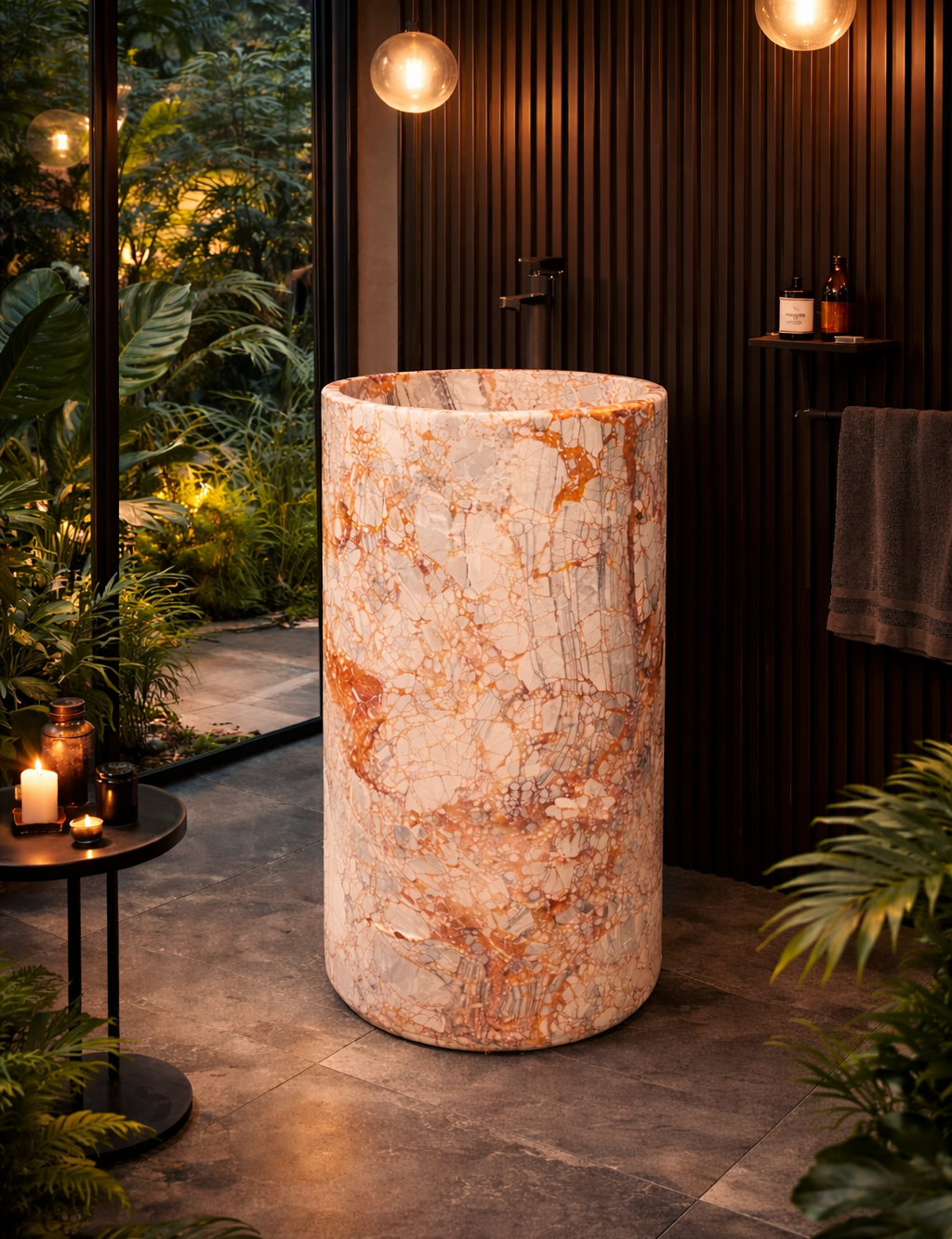 Standwaschbecken CALORE aus Crema Marfil Marmor