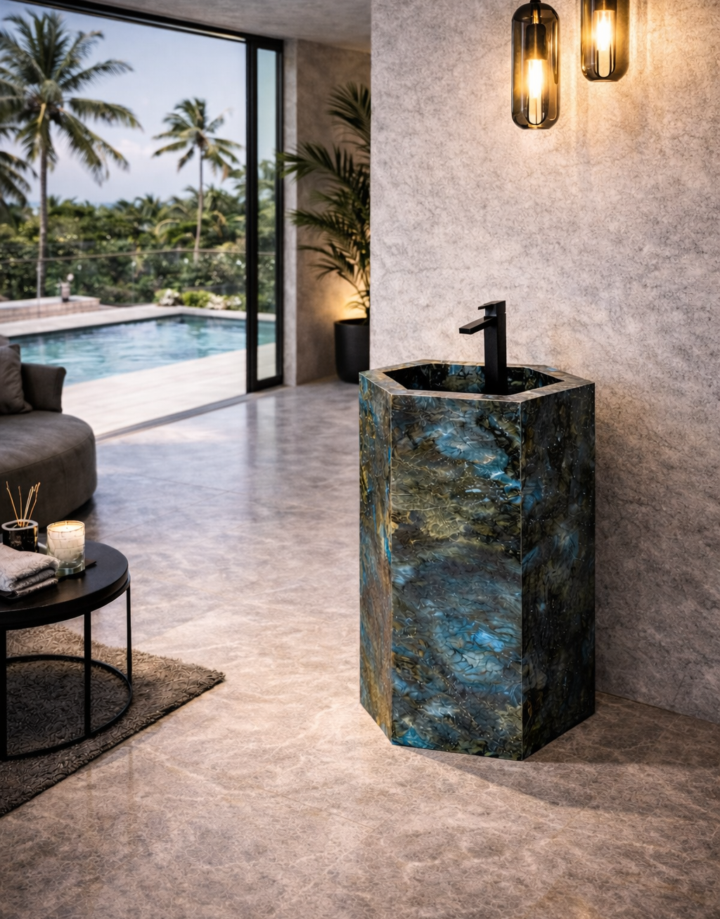 Standwaschbecken AZURITE aus hochwertigem Porzellan