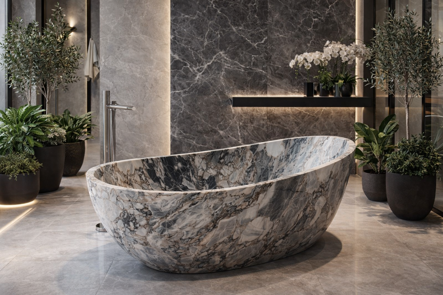 Calacatta Marble Bathtub 1700