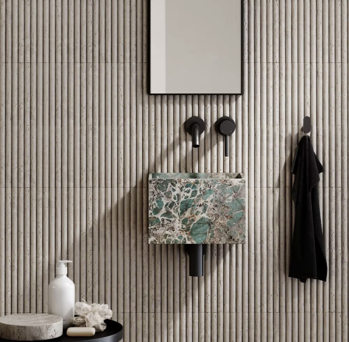 Wandwaschbecken VERDANTE aus Marmor