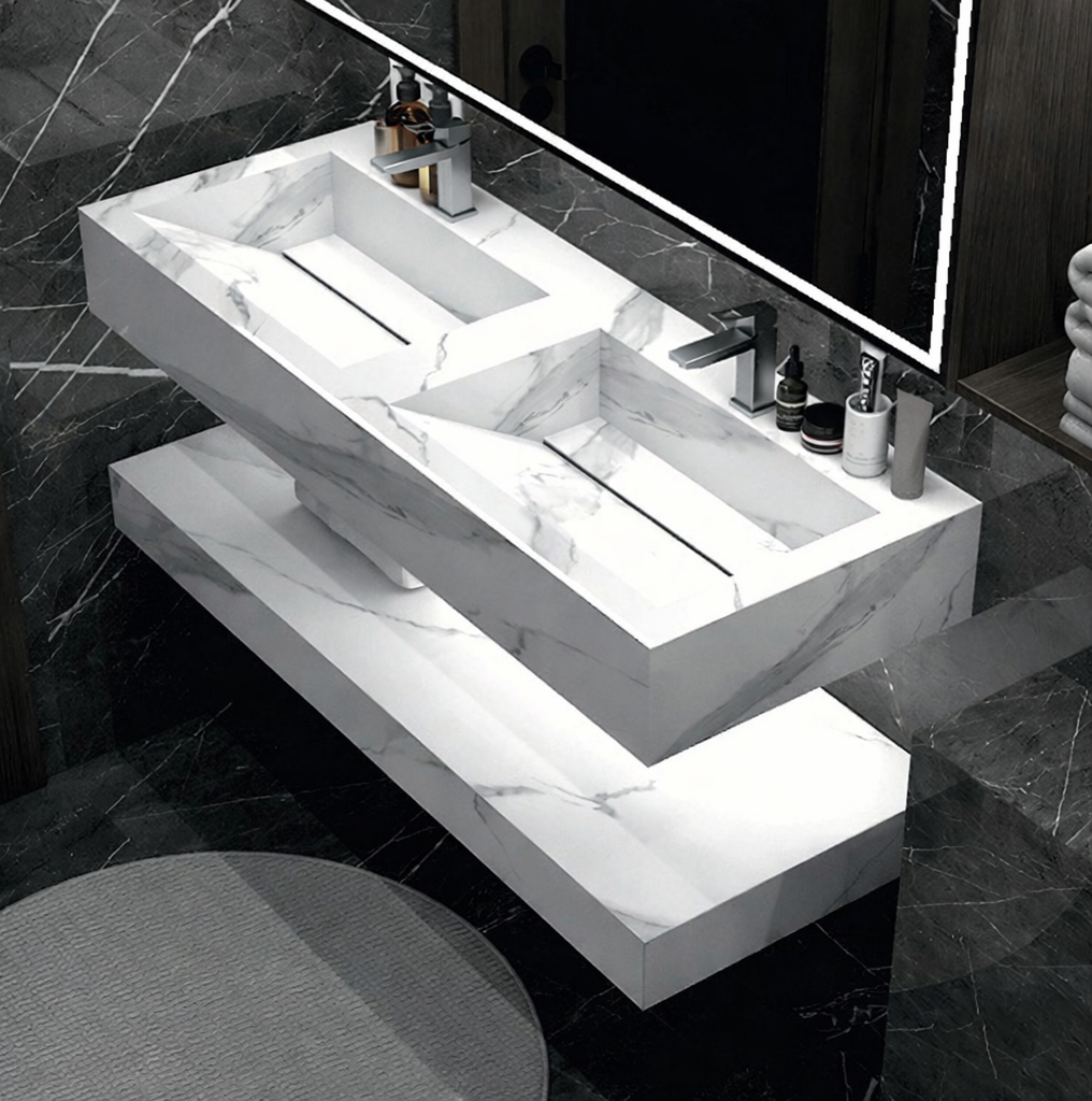 Wandwaschbecken AZURITE DUO LINEA aus hochwertigem Porzellan