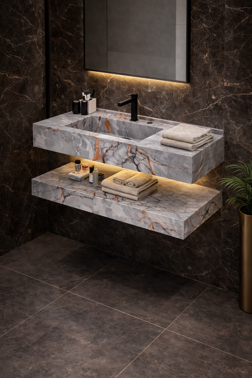 Wandwaschbecken AZURITE LINEA DUO aus hochwertigem Porzellan